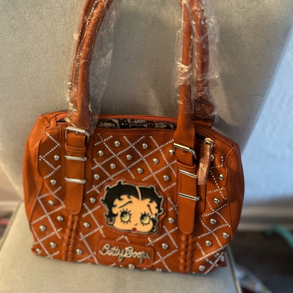 Betty Boop Brown Handbag w Rhinestones